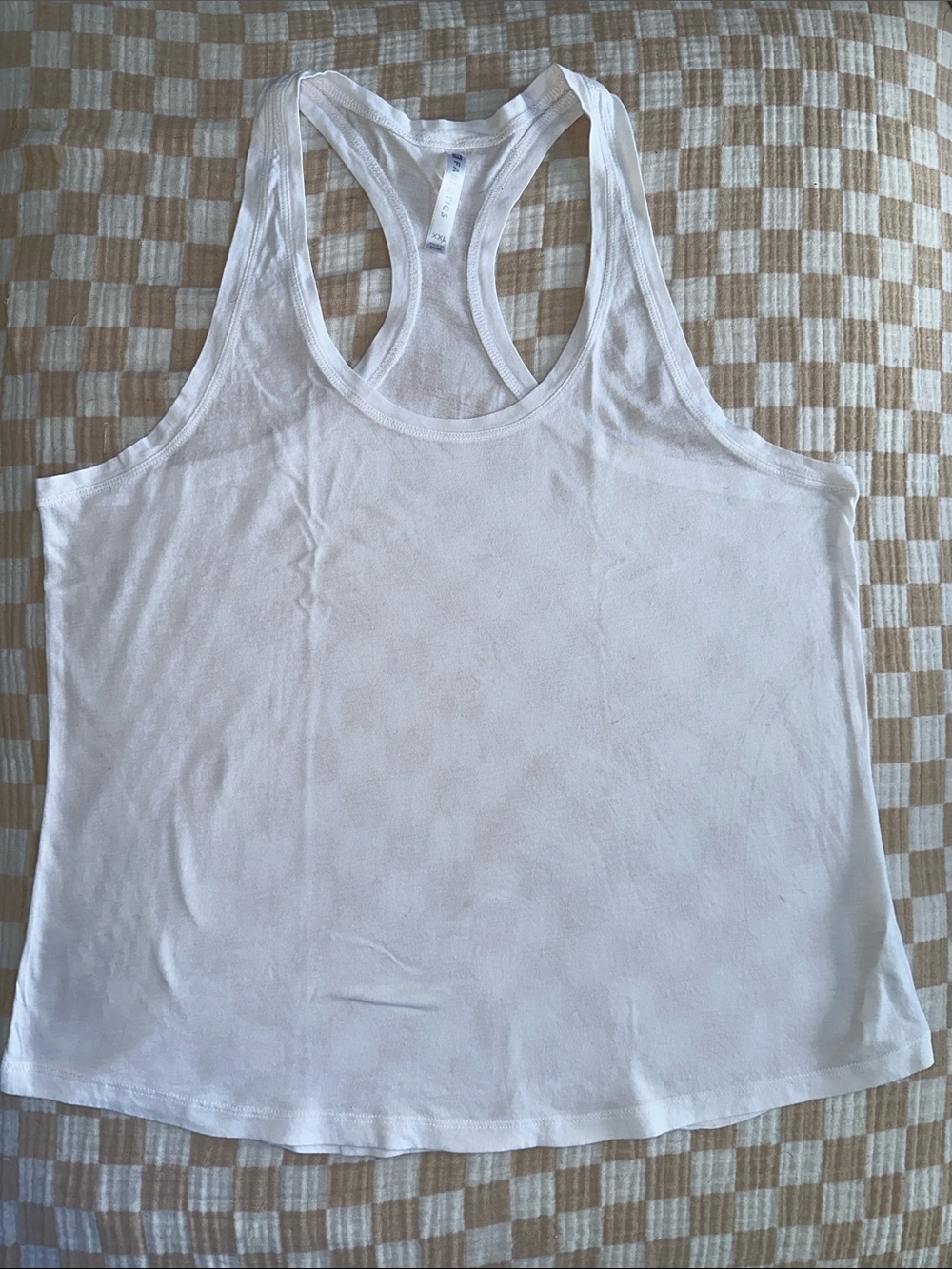 White Cotton Blend Racerback Tank Top - Fabletics Size XXL